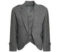 MasonicDirect Tweed Crail Highland Gray Color Kilt Jacket and Waistcoat Scottish Wedding Dress (Gray, 44)