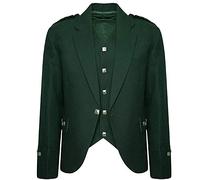 MasonicDirect Tweed Crail Highland Green Color Kilt Jacket and Waistcoat Scottish Wedding Dress (Green, 48)
