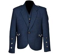 MasonicDirect Tweed Crail Highland Kilt Jacket and Waistcoat Scottish Wedding Dress. S,R,L Fit (Blue, 54)