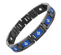 MasonicMan Mens Masonic Bracelet Freemasonry Gift Idea For Masons Size Adjustable Black/Blue Titanium