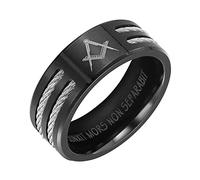 MasonicMan Mens Titanium Freemason Masonic Ring Latin Engraving Inside Size S