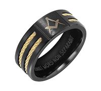MasonicMan Mens Titanium Freemason Masonic Ring Latin Engraving Inside Size W Style 1