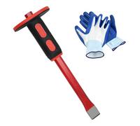 Masonry Chisel With Hand Guard And Work Gloves,10 Inch Heavy Duty Flat Rock Chisels,Ideal For Concrete Stone Demolition & Construction Tool And Brick Removal.
