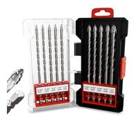 Masonry Drill Bit Set 10PCS (5-12mm x 152mm) Carbide Tipped Hex Shank for Concrete, Brick, Tile, Glass, Ceramic, Wood & Plastic |Includes Storage Case