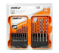 Masonry Drill Bit Set 15-Pieces 3-10mm Professional Concrete Drill Bit Set For Hard Plastic, Brick, Granite, Concrete, Masonry, Tile, Drill Bit Set In Storage Case WellCut