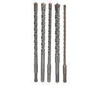 Masonry Drill Bit Set 5 Pcs Carbide Cross Head Spiral 4 Slot Rotary Hammer Drill Bits for Concrete Bricks Blocks and Masonry 6mm 8mm 10mm 12mm 14mm Punch Diameter 210mm Length