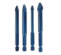 Masonry Drill Bit Set Crooked Eccentric Drill 4Pcs 6 8 10 12mm Alloy Drill Bits For Glass Concrete Ceramic Brick Wood Plastic (90mm)
