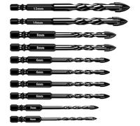 Masonry Drill Bits Set 10 Pieces Masonry Drill Bits,Tile Drill Bits Drill Bit Sets Masonry Suitable for Ceramic Glass Brick Plastic (4/5/6/6/6/6/8/8/10/ 12mm)