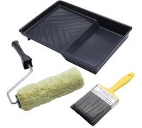 Masonry Paint Roller Set - 9 Inch Heavy Duty 4 Piece Kit with Brush & Tray