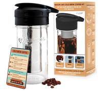 Masontops Cold Brew Makers Kit - Deluxe Iced Coffee Maker with Glass Pitcher & Stainless Steel Mesh Filter - Easy Pour Fridge Cold Brewer System