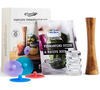 Masontops Complete Mason Jar Fermentation Kit - Easy Wide Mouth Jars Vegetable Fermenting Set - DIY Equipment Essentials