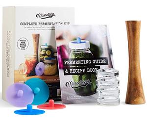 Masontops Complete Mason Jar Fermentation Kit - Easy Wide Mouth Jars Vegetable Fermenting Set - DIY Equipment Essentials