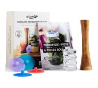 Masontops Complete Mason Jar Fermentation Kit - Pickle Kit, Sauerkraut Making Kit Kimchi Container - Fermenting Kit Fermentation Airlock Lids for Wide