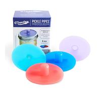 Masontops Pickle Pipes - Waterless Airlock Fermentation Lids - Regular Mouth Mason Jar Fermenter Caps - Premium Silicone