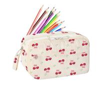 Masoog Cute Pencil Case, Portable School Bag, Large Cosmetic Case for Eraser Pen Scissors School Office Art Lessons Travel Work Meetings, cherry, see description, See description