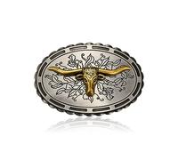 MASOP VOGU Men's Western Belt Buckles Longhorn Bull Belt Buckle American Flag Cowboy Country Belts for Men, Floral Pattern, S