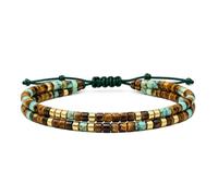 MASORCHID This Too Shall Pass Morse Code Bracelet for Women, Adjustable Tiger Eye Turquoise Beaded Double Layer Wrap Jewelry (1pcs)