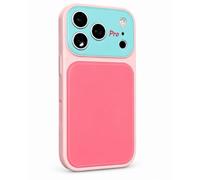MASORCHID Vibrant Contrast Color Dopamine Acrylic Phone Case for iPhone 17/16/15/14/13 Pro Max, Summer Vibe Color-Block Glossy Cover (16,Light pink)