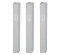 MASORET 3* Aluminum Mezuzah Case - White Matte Tone Modern Design 4" 10cm Hebrew Parchment Scroll Case