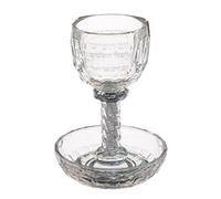 MASORET Glass Kiddush Cup 6.4 Inch with Stones Yom Hashishi Friday Eve Blessing Including a Tray