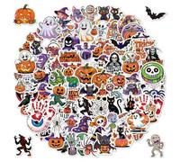 Masper 100 Non-Repeating Glitter Halloween Stickers, Assorted Vinyl Waterproof Holographic Halloween Pumpkin Stickers for Halloween Decorations Party Favors Cards Crafts