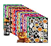 Masper Halloween Stickers, 16 Sheets/320 Unique Happy Halloween Stickers, Waterproof Holographic Shiny Vinyl Pumpkin Stickers for Halloween Decorations Party Favors Cards Crafts