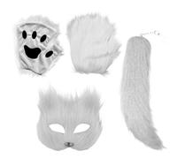 Masque Halloween Dress Up - Animal Face Cover with Gloves Tail | Costume Accessories for Adults Kids, Photo Booth Party Props, Masquerade Cosplay Outfit for Festivals, Themed Gatherings, S
