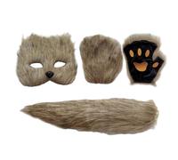 Masque Halloween Dress Up - Animal Face Cover with Gloves Tail | Costume Accessories for Adults Kids, Photo Booth Party Props, Masquerade Cosplay Outfit for Festivals, Themed Gatherings, S