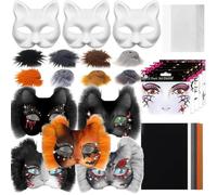 Masque Making Kit - Gray Medium Blank Shells, Cat Masques For Crafts, Costume Prop With Mesh And Felt Sheet Arts Crafts, Halloween Costume Headpiece Decoration | Masquerade Party For Men Women