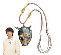 Masquerade Charm,Japanese Prajna Face Cover Necklace | Traditional Horror Jewelry Ornament For Women Men Costume Purse Bag