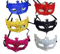 Masquerade Mask 6PCS Cosplay Mask Masquerade Face Sexy Prom Party Props Costume Nightclub Queen Eye(Mix colors)