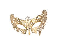 Masquerade Mask for Women Metal Mask Shiny Rhinestone Venetian Party Evening Prom Ball Mask Bar Costumes Accessory (Peacock Gold)