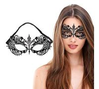 Masquerade Mask for Women Venetian Style Diamante Metal Filigree Masks Costume Masked Ball Fancy Party, Black