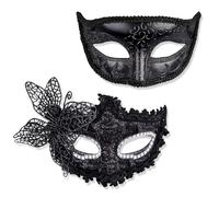 Masquerade Mask Set, 2PCS Venetian Mask for Men Women Masquerade Masks for Couples Party Half Face Carnival Masks Cosplay Costume Masque for Carnival Party,Fancy Dress Ball,Masked Ball(Purple)