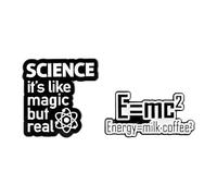 Mass And Energy Equation Letter Enamel Pin Milk Coffee,Science Like Magic But Real Science Brooch Metal Badge For Backpacks, Metal, no gemstone
