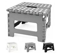 Mass Dynamic 9 Inch Folding Step Stool Grey Portable Plastic Non-Slip Step With Carry Handle