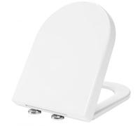 MASS DYNAMIC D Shape Toilet Seat, Soft Close Duroplast Loo Seat with One-Button Quick Release, Scratch-Resistant Ceramic Look, 360° Adjustable Stainless Steel Hinges & Top Fixing, White, 45 x 36 cm