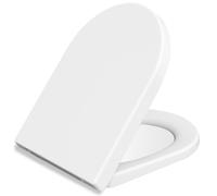 Mass Dynamic D-Shaped Toilet Seat - Soft Close Functionality with Dual-Button Quick Release for Effortless Cleaning - Adjustable Hinges with Top Fixings (White) - Pack of 5
