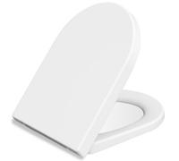 Mass Dynamic D-Shaped White Toilet Seat, Soft Close With Quick Release