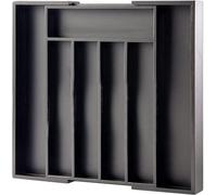 Mass Dynamic Expandable Bamboo Cutlery Drawer Organiser With 7 Compartments Black