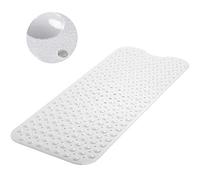 MASS DYNAMIC Extra-Long Non-Slip Bath Mat - 100x40cm Opaque White Shower Mat with 200 Suction Cups & 176 Drain Holes, Anti Mould, Machine Washable, BPA-Free, Safe for Kids, Elderly & Pets