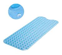 MASS DYNAMIC Extra-Long Non-Slip Bath Mat - 100x40cm Transparent Blue Shower Mat with 200 Suction Cups & 176 Drain Holes, Anti Mould, Machine Washable, BPA-Free, Safe for Kids, Elderly & Pets