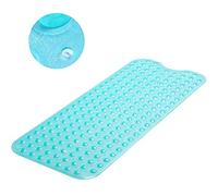 MASS DYNAMIC Extra-Long Non-Slip Bath Mat - 100x40cm Transparent Teal Shower Mat with 200 Suction Cups & 176 Drain Holes, Anti Mould, Machine Washable, BPA-Free, Safe for Kids, Elderly & Pets