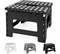 Mass Dynamic Folding Step Stool 9 Inch Black Plastic Non Slip Portable Stool With Carry Handle ,black