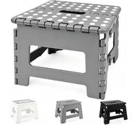 Mass Dynamic Folding Step Stool 9 Inch Black Plastic Non Slip Portable Stool With Carry Handle ,gray