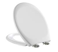 Mass Dynamic Oval Shaped Toilet Seat Soft Close White, Urea Formaldehyde Adjustable Up and Down with Quick Release Soft Close 360 Hinge(450m x 370mm)