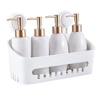 MASS DYNAMIC Shower Caddy Suction Mounted, No Drilling Bathroom Shelf Organiser Waterproof, Removable & Reusable Shower Basket Storage Organizer for Shampoo Conditioner Razors Soap - White