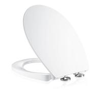 Mass Dynamic Soft Close Oval White Toilet Seat Premium Uf, Porcelain-Like Finish, Quick Release, Adjustable Top Fix, Easy Clean