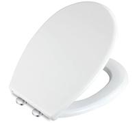 Mass Dynamic Soft Close Toilet Seat - White Plastic Loo Seat with Quick Release, Top Fix Adjustable Hinges, Standard Oval Toilet Seat (450mm x 370mm)
