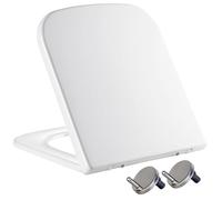 MASS DYNAMIC Square Toilet Seat - White Soft Close Loo Seat with Quick Release, Universal Fit for Square Toilet Pans, Top Fix Hinges, Easy Installation (40.0cm x 36cm) - Pakc of 8